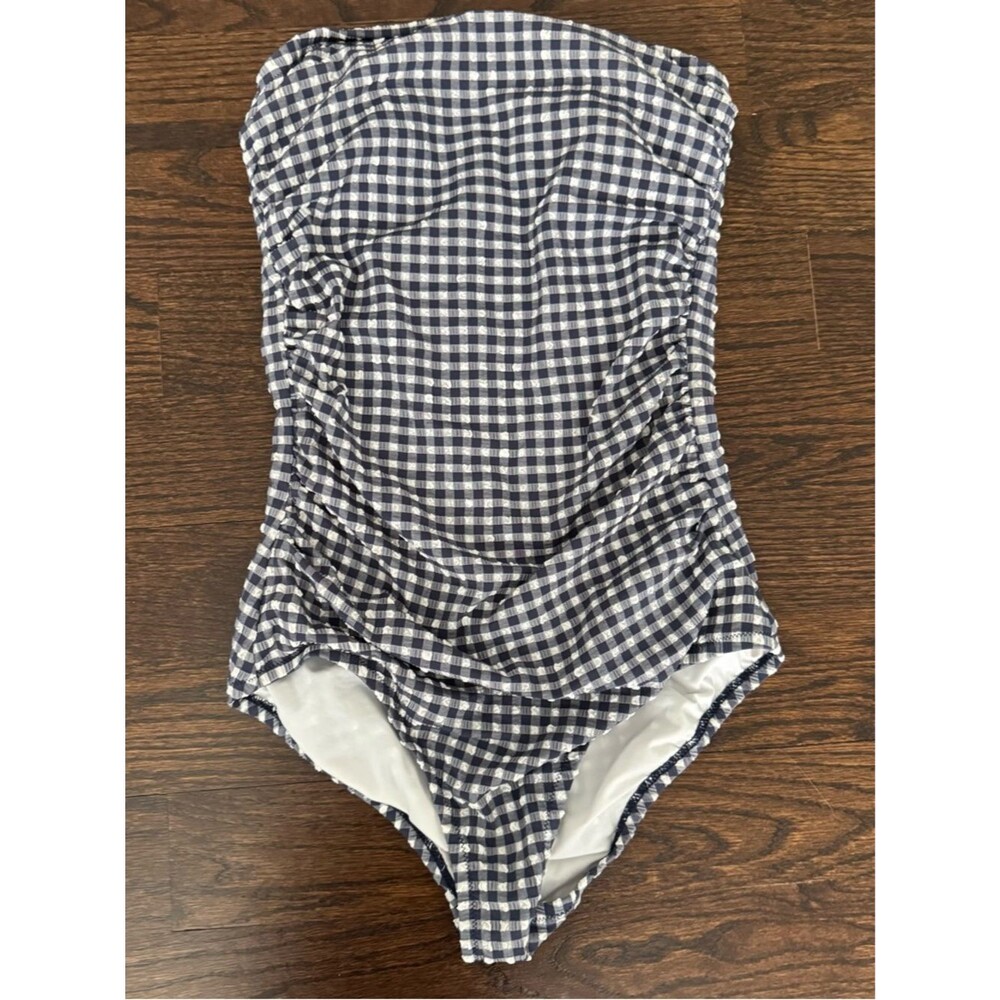 Jcrew strapless gingham one piece swim suit - size 4